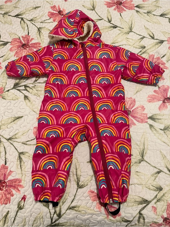 Hatley Other - Hatley Rainy Rainbows Sherpa Lined Baby Rain Bundler Suit Size 9-12 Months